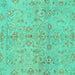 Square Machine Washable Oriental Turquoise Traditional Area Rugs, wshabs1723turq