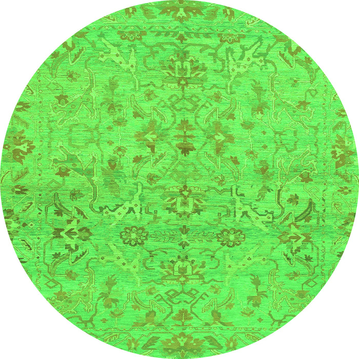 Round Oriental Green Traditional Rug, abs1723grn