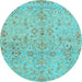 Round Oriental Light Blue Traditional Rug, abs1723lblu