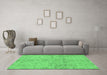 Machine Washable Oriental Emerald Green Traditional Area Rugs in a Living Room,, wshabs1723emgrn