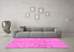 Machine Washable Oriental Pink Traditional Rug in a Living Room, wshabs1723pnk