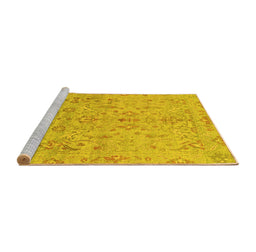 Sideview of Machine Washable Oriental Yellow Traditional Rug, wshabs1723yw