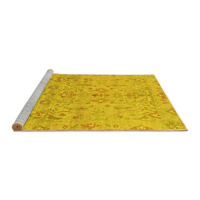 Sideview of Machine Washable Oriental Yellow Traditional Rug, wshabs1723yw