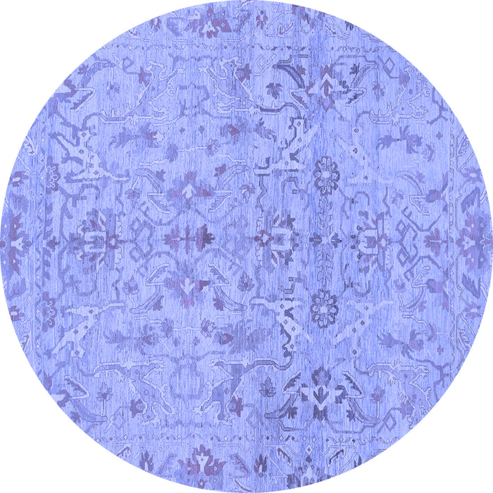 Round Oriental Blue Traditional Rug, abs1723blu