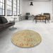 Round Machine Washable Abstract Bronze Brown Rug in a Office, wshabs1723