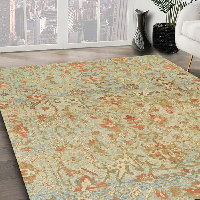 Abstract Bronze Brown Oriental Rug in Family Room, abs1723