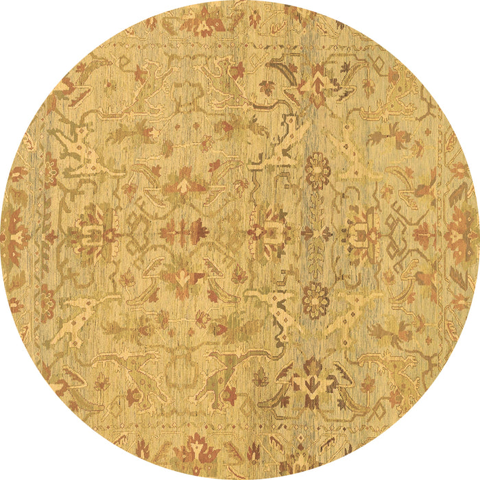 Round Machine Washable Oriental Brown Traditional Rug, wshabs1723brn