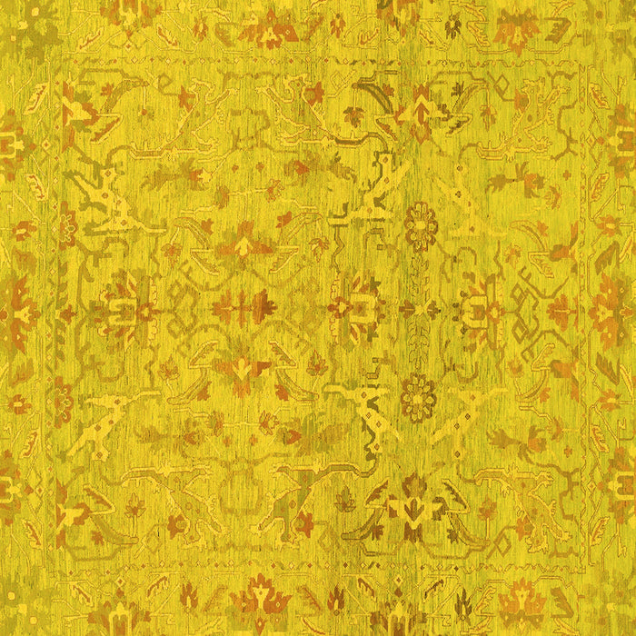 Square Machine Washable Oriental Yellow Traditional Rug, wshabs1723yw