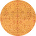 Round Machine Washable Oriental Orange Traditional Area Rugs, wshabs1723org