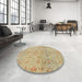 Round Abstract Bronze Brown Oriental Rug in a Office, abs1723