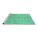 Sideview of Machine Washable Oriental Turquoise Traditional Area Rugs, wshabs1723turq