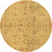 Round Oriental Brown Traditional Rug, abs1723brn