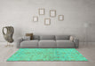 Machine Washable Oriental Turquoise Traditional Area Rugs in a Living Room,, wshabs1723turq