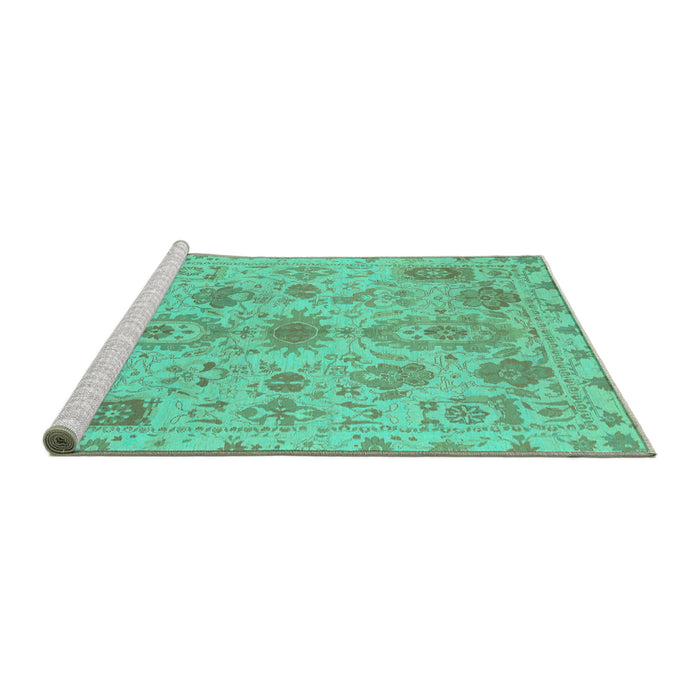 Sideview of Machine Washable Oriental Turquoise Traditional Area Rugs, wshabs1724turq
