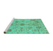 Sideview of Machine Washable Oriental Turquoise Traditional Area Rugs, wshabs1724turq