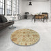 Round Abstract Bronze Brown Oriental Rug in a Office, abs1724