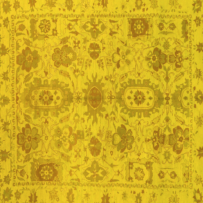 Square Machine Washable Oriental Yellow Traditional Rug, wshabs1724yw