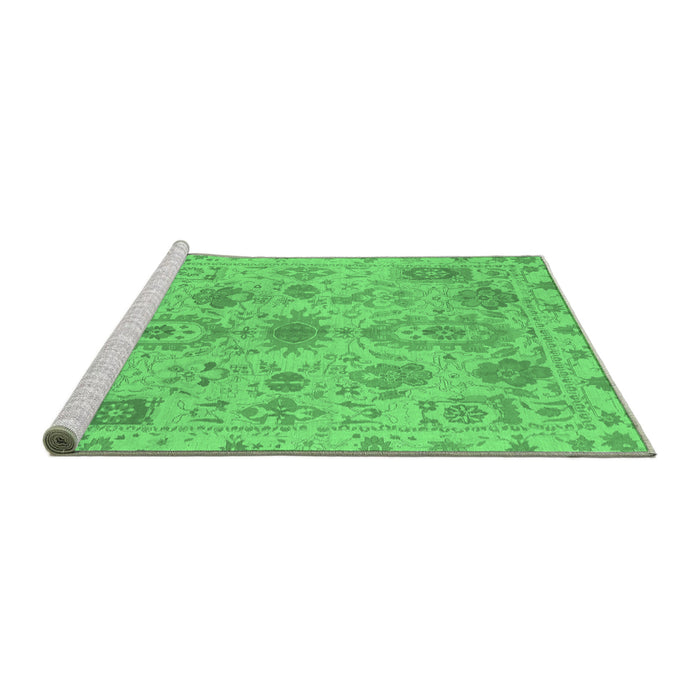 Sideview of Machine Washable Oriental Emerald Green Traditional Area Rugs, wshabs1724emgrn