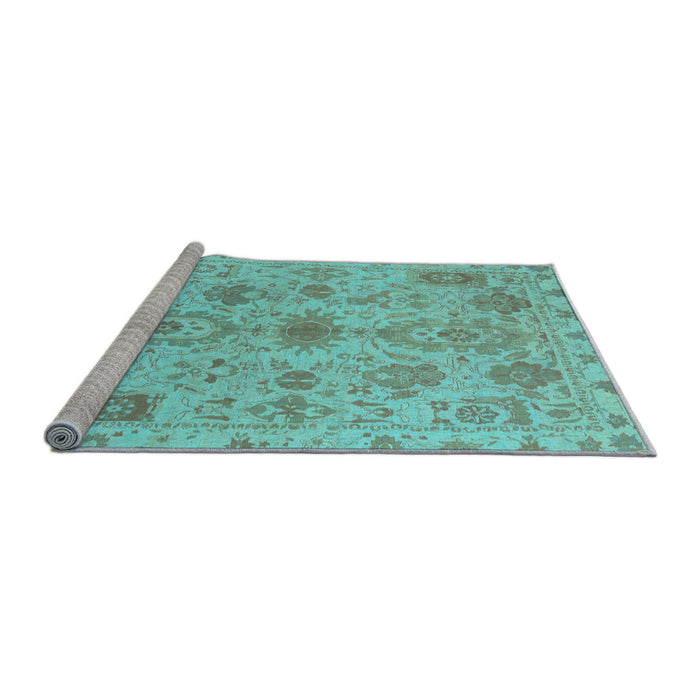 Sideview of Machine Washable Oriental Light Blue Traditional Rug, wshabs1724lblu