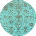 Round Oriental Light Blue Traditional Rug, abs1724lblu