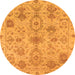 Round Machine Washable Oriental Orange Traditional Area Rugs, wshabs1724org