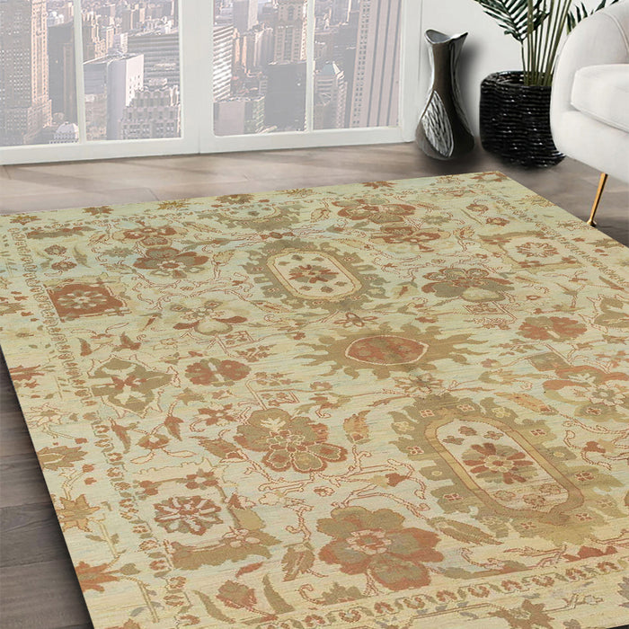 Abstract Bronze Brown Oriental Rug in Family Room, abs1724