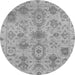 Round Machine Washable Oriental Gray Traditional Rug, wshabs1724gry