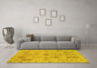 Machine Washable Oriental Yellow Traditional Rug in a Living Room, wshabs1724yw