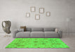 Machine Washable Oriental Green Traditional Area Rugs in a Living Room,, wshabs1724grn