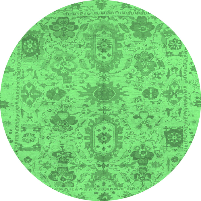 Round Oriental Emerald Green Traditional Rug, abs1724emgrn