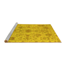 Sideview of Machine Washable Oriental Yellow Traditional Rug, wshabs1724yw