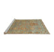 Sideview of Machine Washable Abstract Dark Khaki Green Rug, wshabs1725