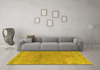 Machine Washable Oriental Yellow Traditional Rug, wshabs1725yw