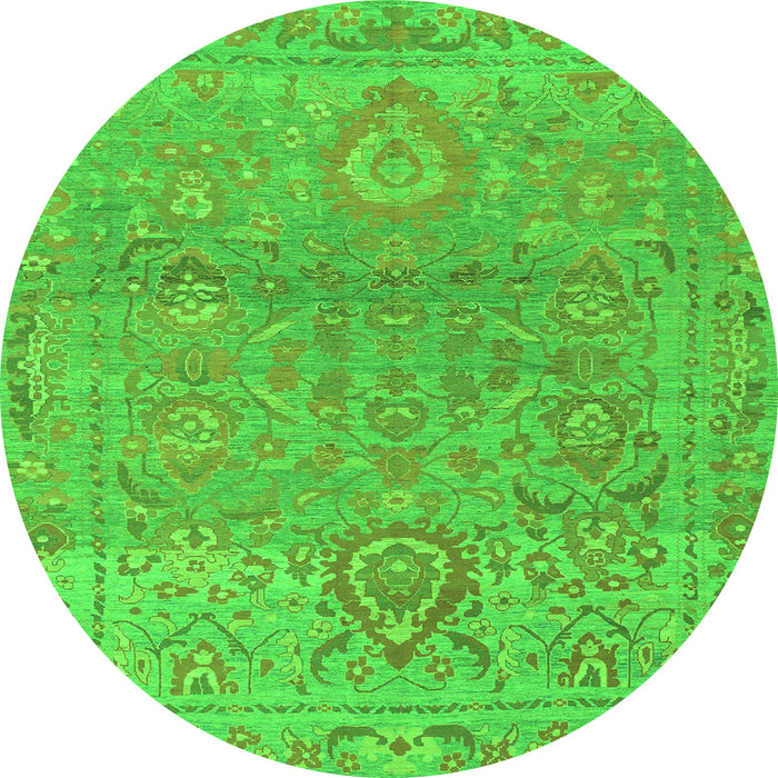 Round Oriental Green Traditional Rug, abs1725grn