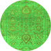 Round Oriental Green Traditional Rug, abs1725grn