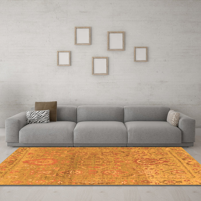 Machine Washable Oriental Orange Traditional Area Rugs in a Living Room, wshabs1725org