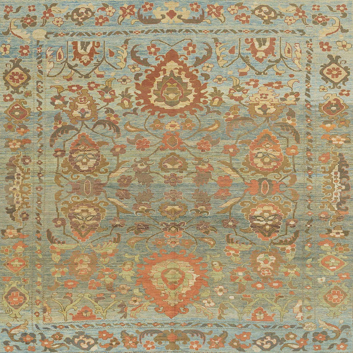 Square Abstract Dark Khaki Green Oriental Rug, abs1725