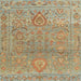 Square Abstract Dark Khaki Green Oriental Rug, abs1725