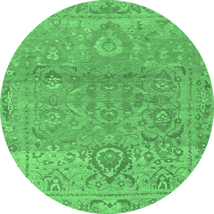 Round Oriental Emerald Green Traditional Rug, abs1725emgrn