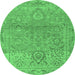 Round Oriental Emerald Green Traditional Rug, abs1725emgrn