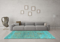 Machine Washable Oriental Light Blue Traditional Rug, wshabs1725lblu