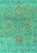 Machine Washable Oriental Turquoise Traditional Area Rugs, wshabs1725turq