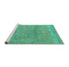 Sideview of Machine Washable Oriental Turquoise Traditional Area Rugs, wshabs1725turq