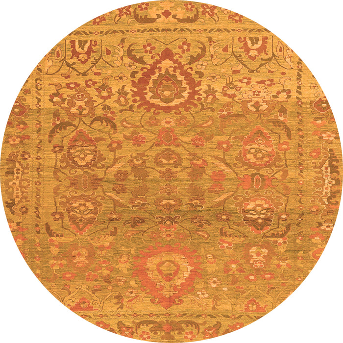 Round Oriental Orange Traditional Rug, abs1725org