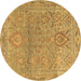 Round Oriental Brown Traditional Rug, abs1725brn