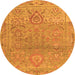 Round Machine Washable Oriental Orange Traditional Area Rugs, wshabs1725org