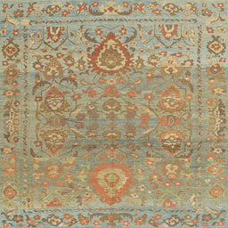 Square Machine Washable Abstract Dark Khaki Green Rug, wshabs1725