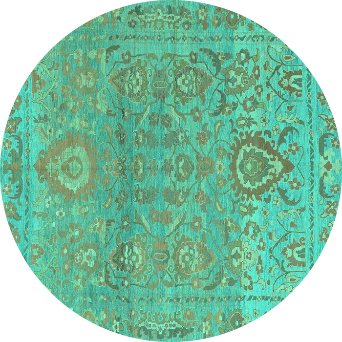 Round Oriental Turquoise Traditional Rug, abs1725turq