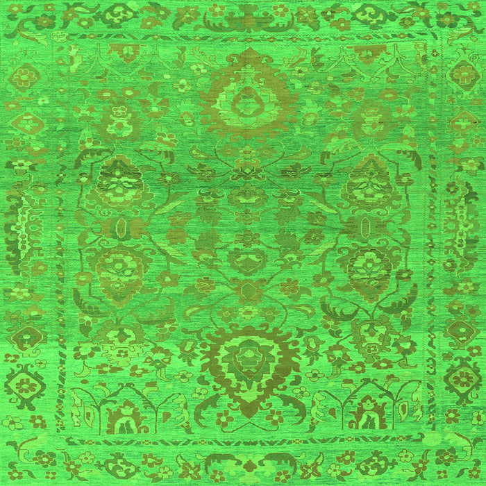 Square Oriental Green Traditional Rug, abs1725grn