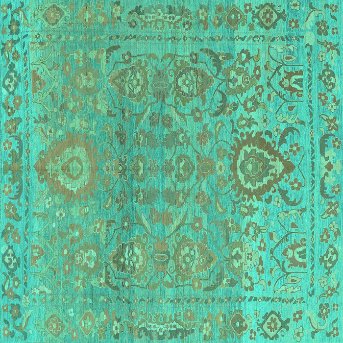 Square Oriental Turquoise Traditional Rug, abs1725turq
